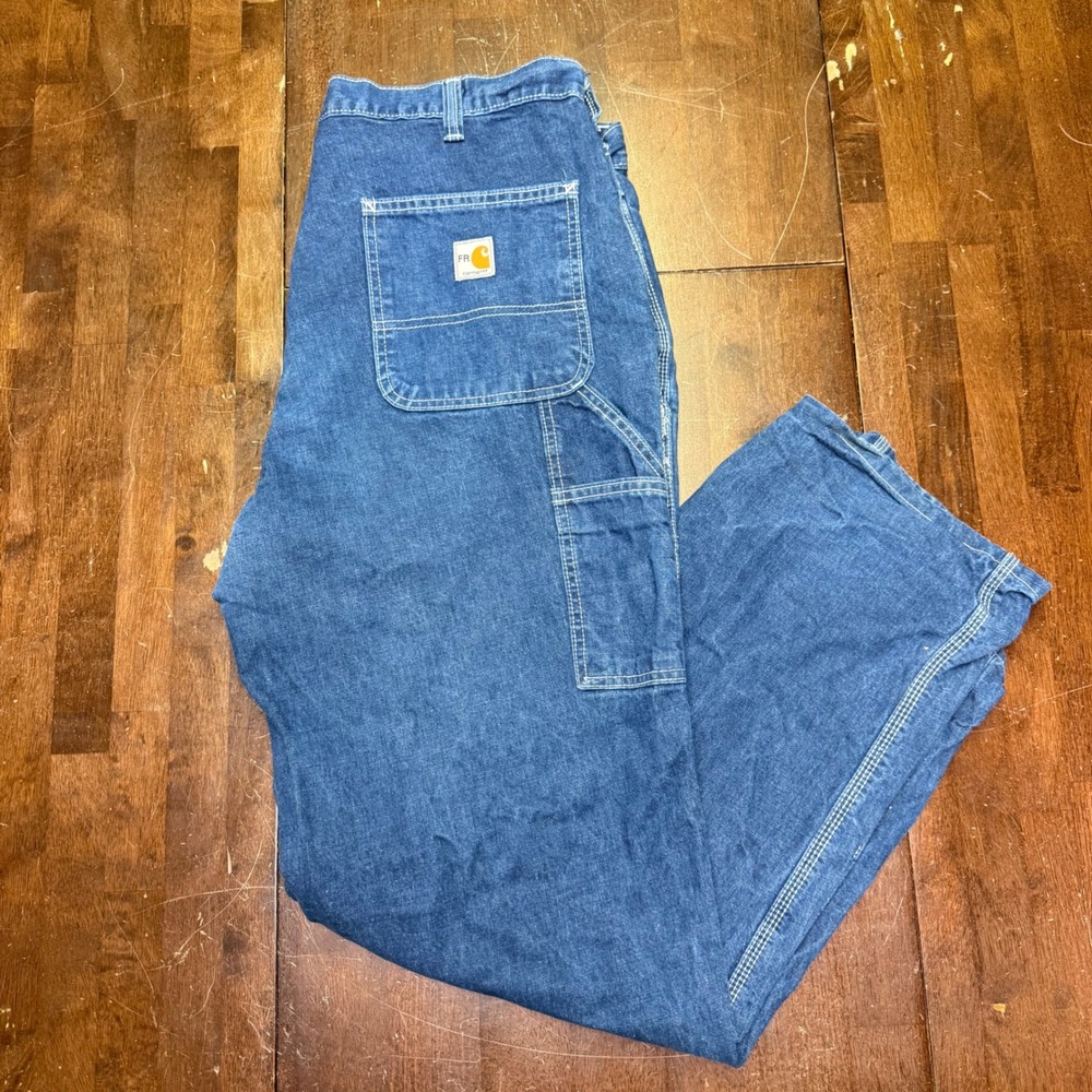 Carhartt FR Jeans Mens 38x34 Blue Flame Resistant Dungaree Work Carpenter Pants